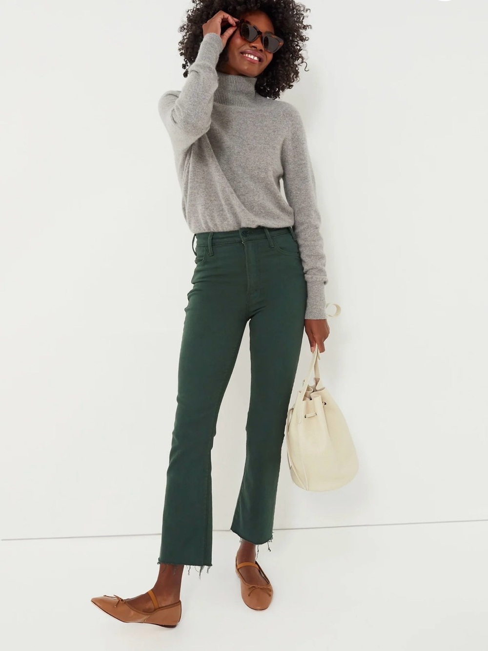 MOTHER The Hustler Ankle  Flare Jeans green